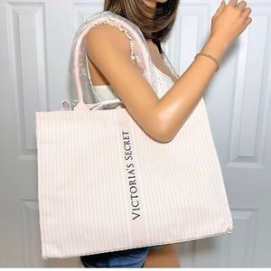 Victoria's Secret Pink Stripe Logo Tote
